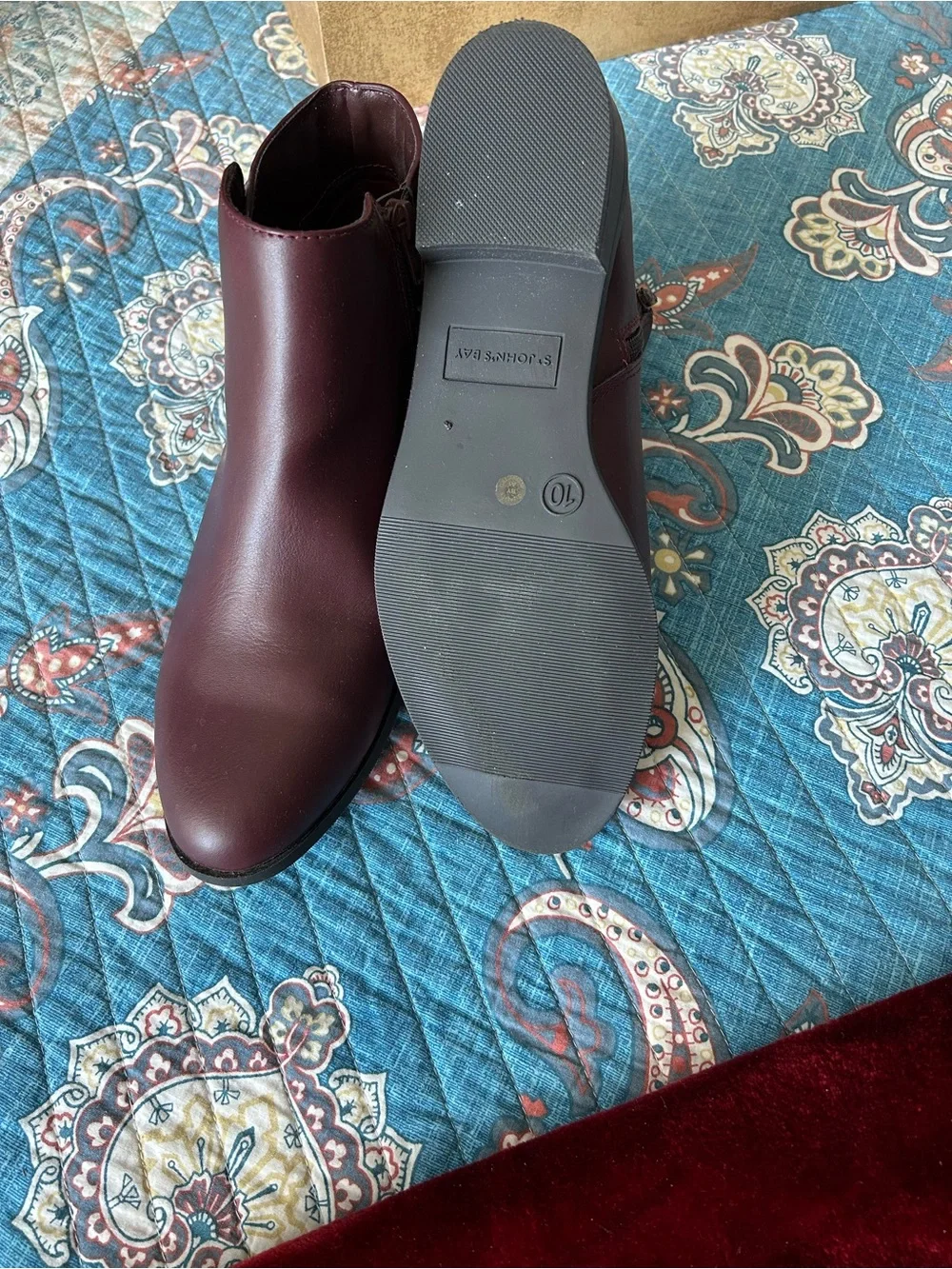 St. John's Bay Burgundy Ankle Booties with Side Buckle